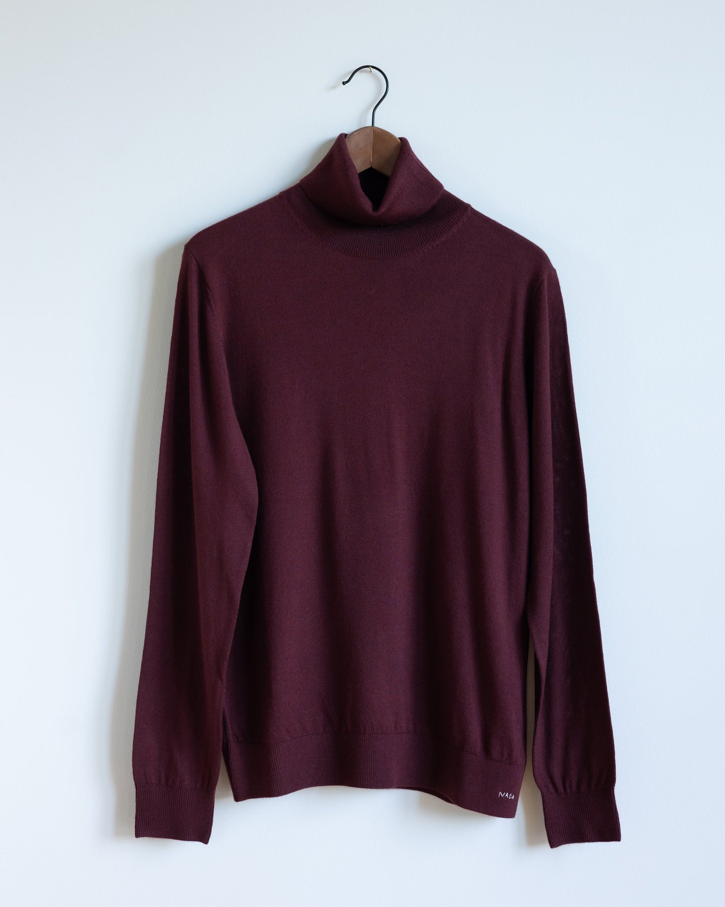 Rollneck Sweater in Burgundy Merino Wool