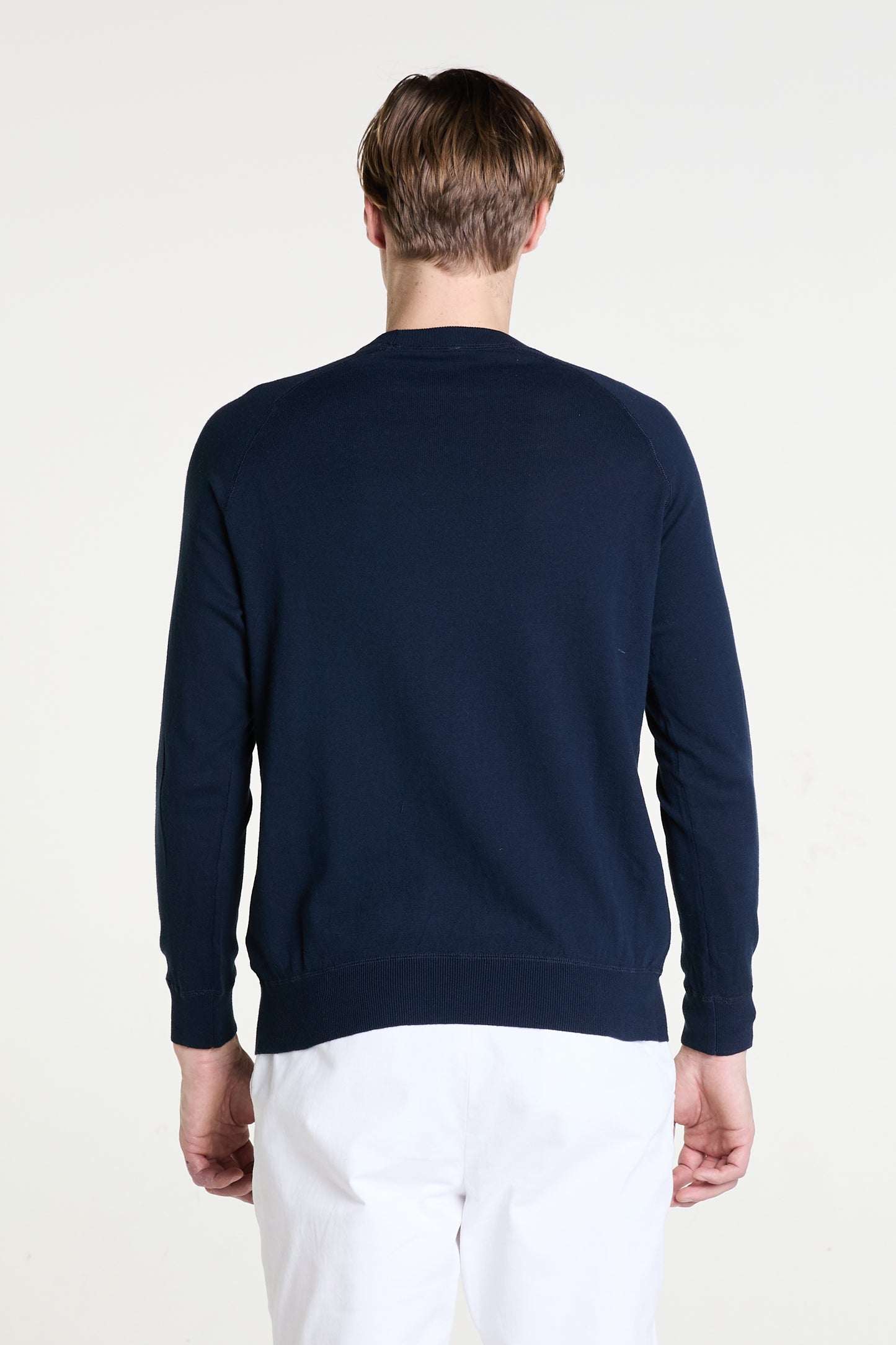 Navy O-neck Sweater in Superfine Cotton