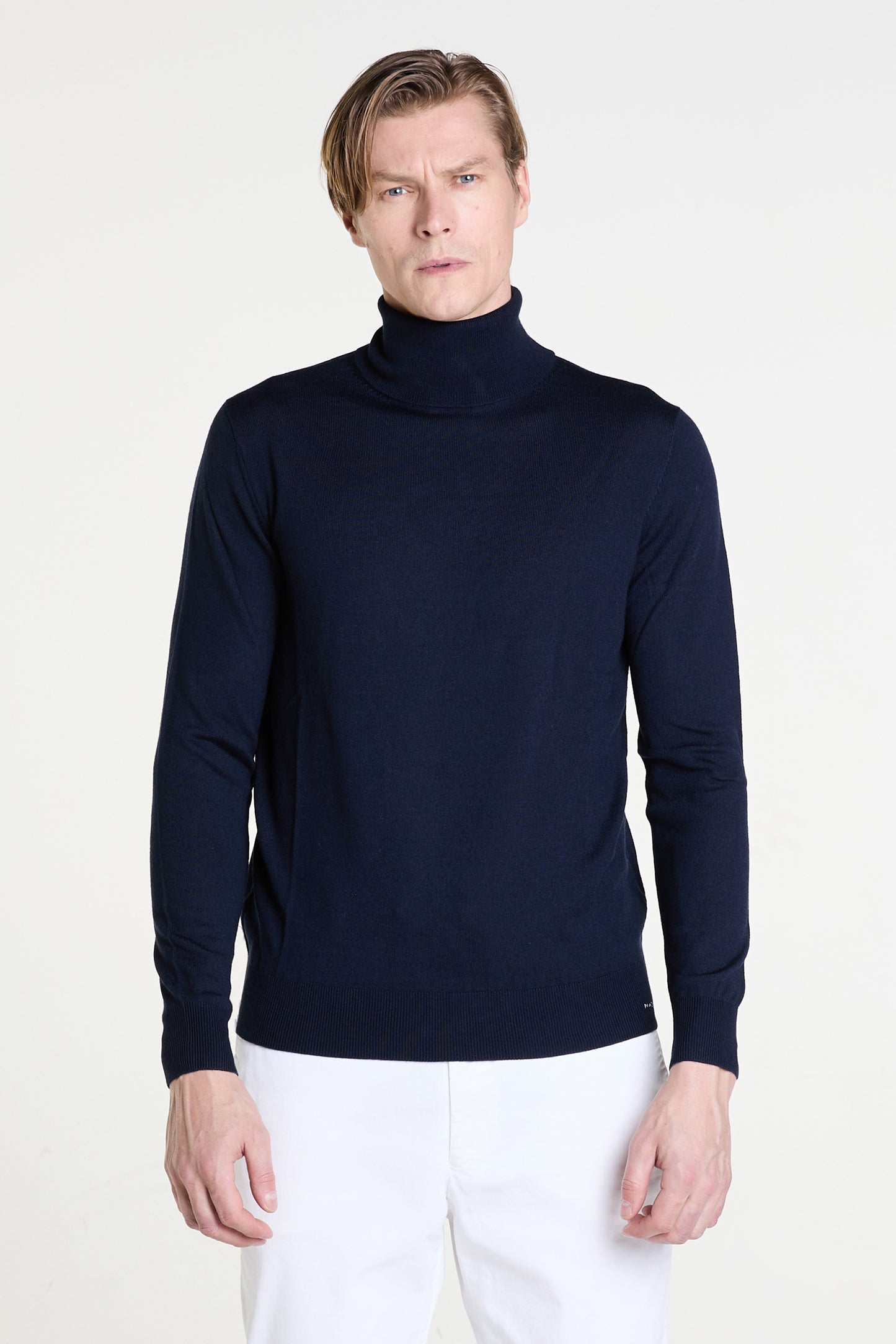 Rollneck Sweater in Navy Merino Wool