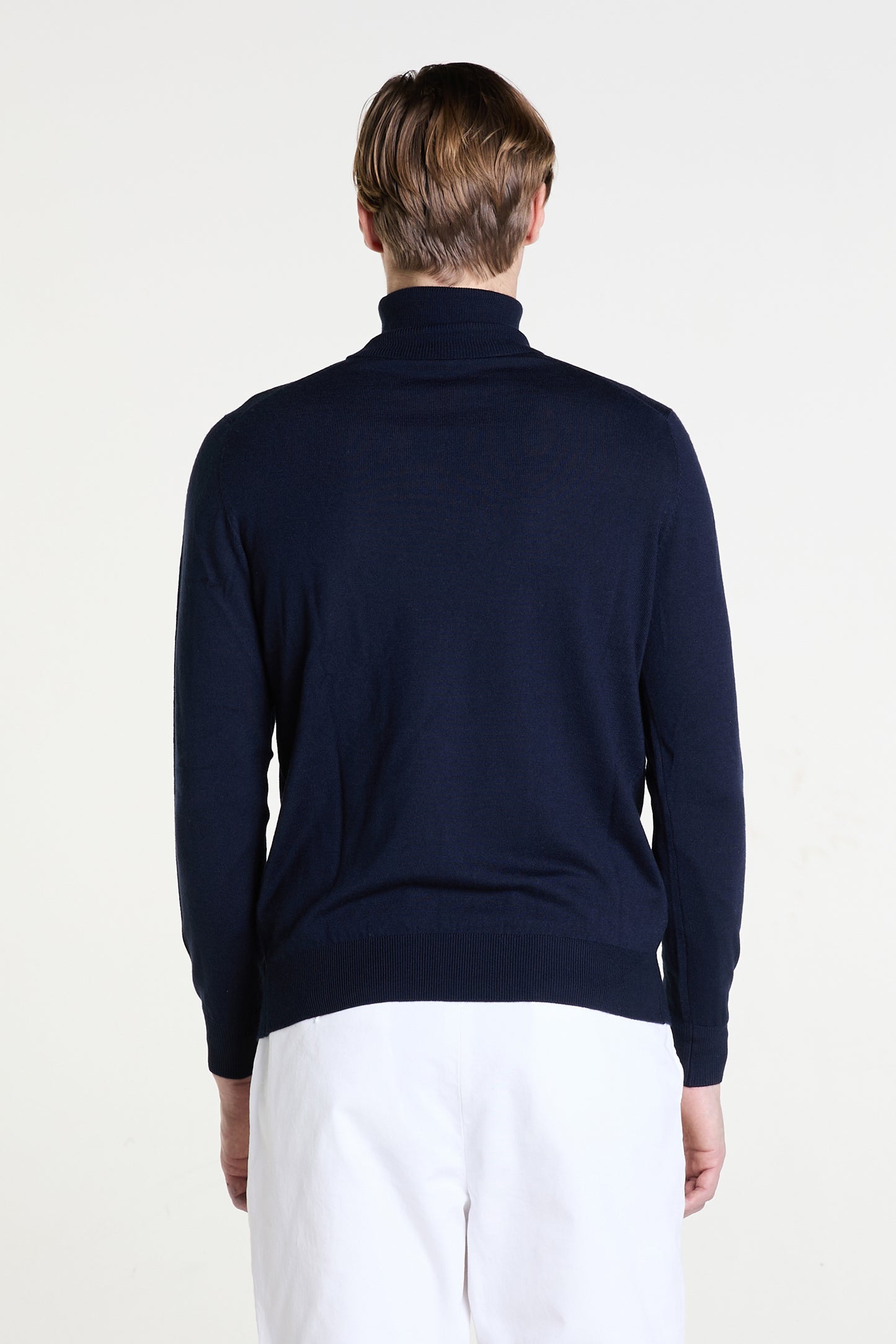 Rollneck Sweater in Navy Merino Wool