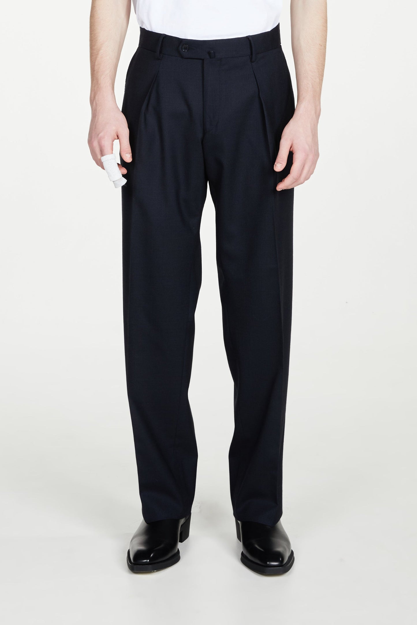 Wide-fit Dark Navy Travel Suit Trousers