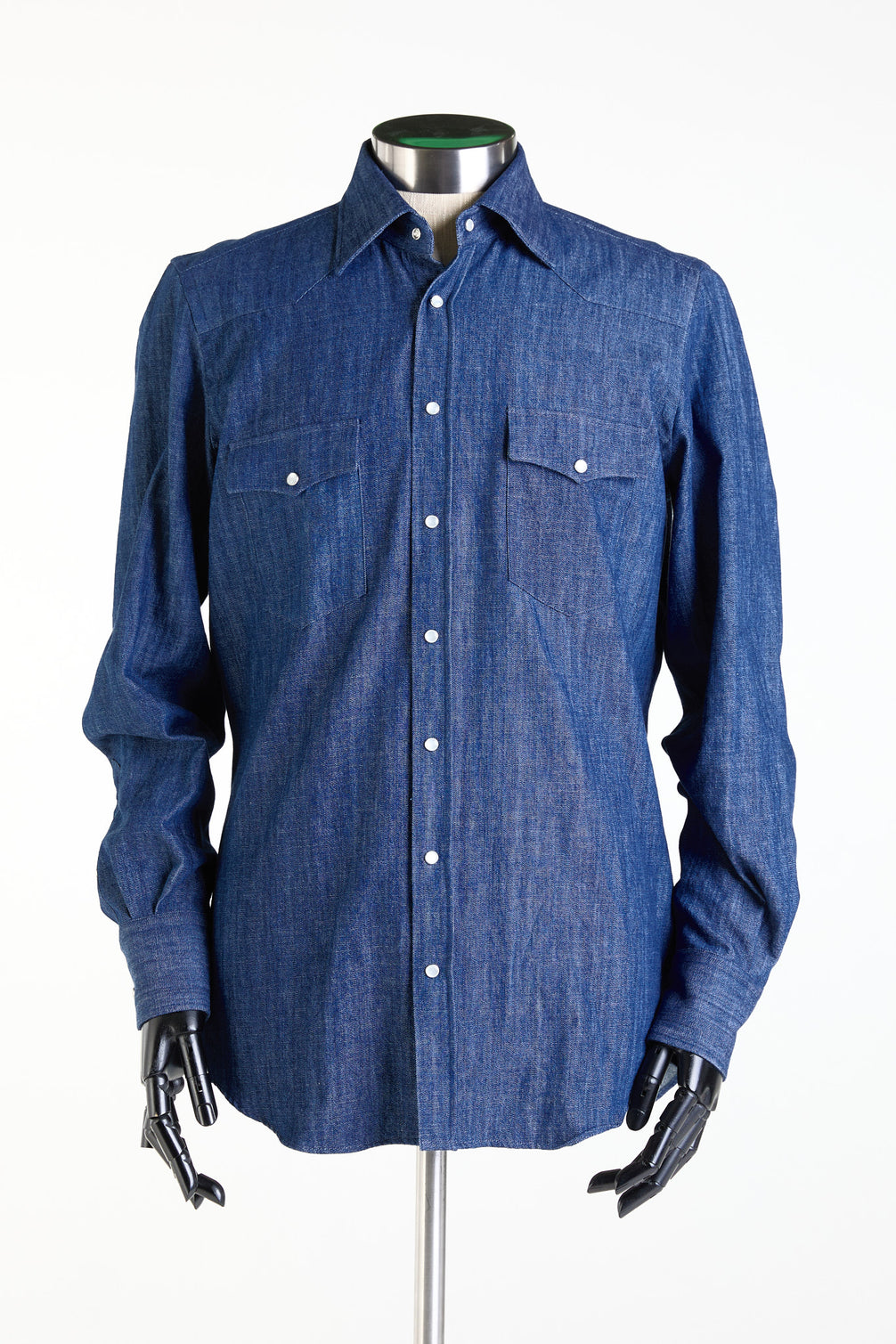 Made to Measure “Django” Shirt in Cotton Denim fabric by Carlo Bassetti