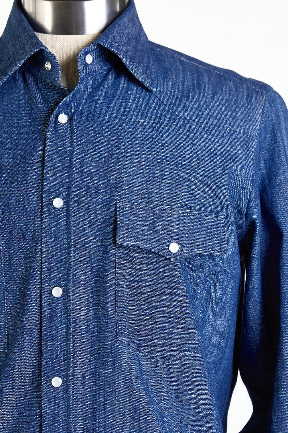 Made to Measure “Django” Shirt in Cotton Denim fabric by Carlo Bassetti