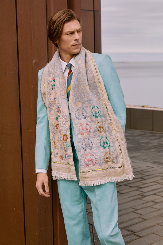 Handmade Embroidered Floral Scarf | Wild Oat