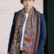 Handmade Embroidered Floral Scarf | Teal