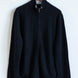 Zipped Turtleneck Sweater in Black Ribbed Cashmere