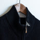 Zipped Turtleneck Sweater in Black Ribbed Cashmere
