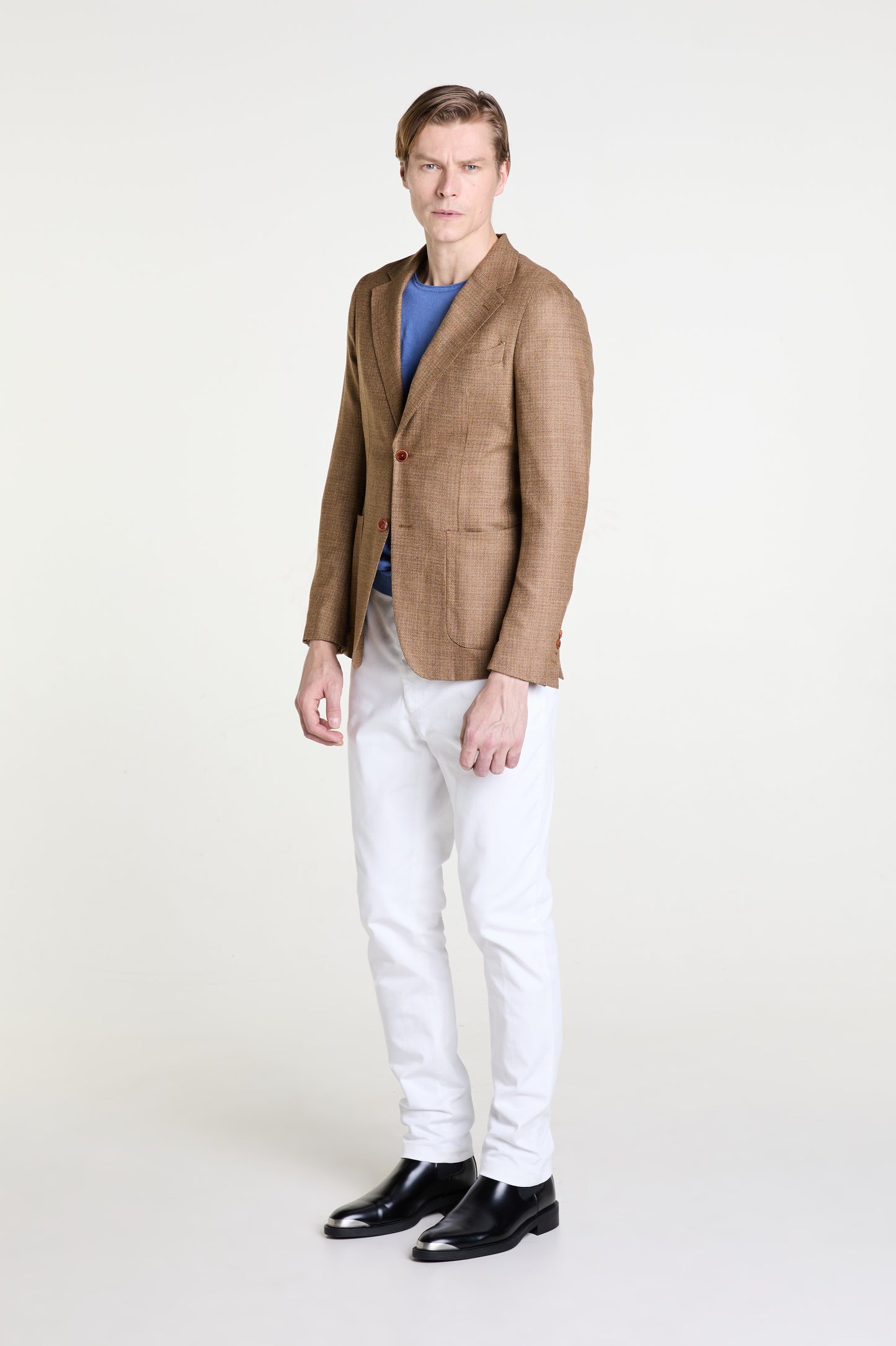 Single Breasted Blazer in Wool and Silk blend