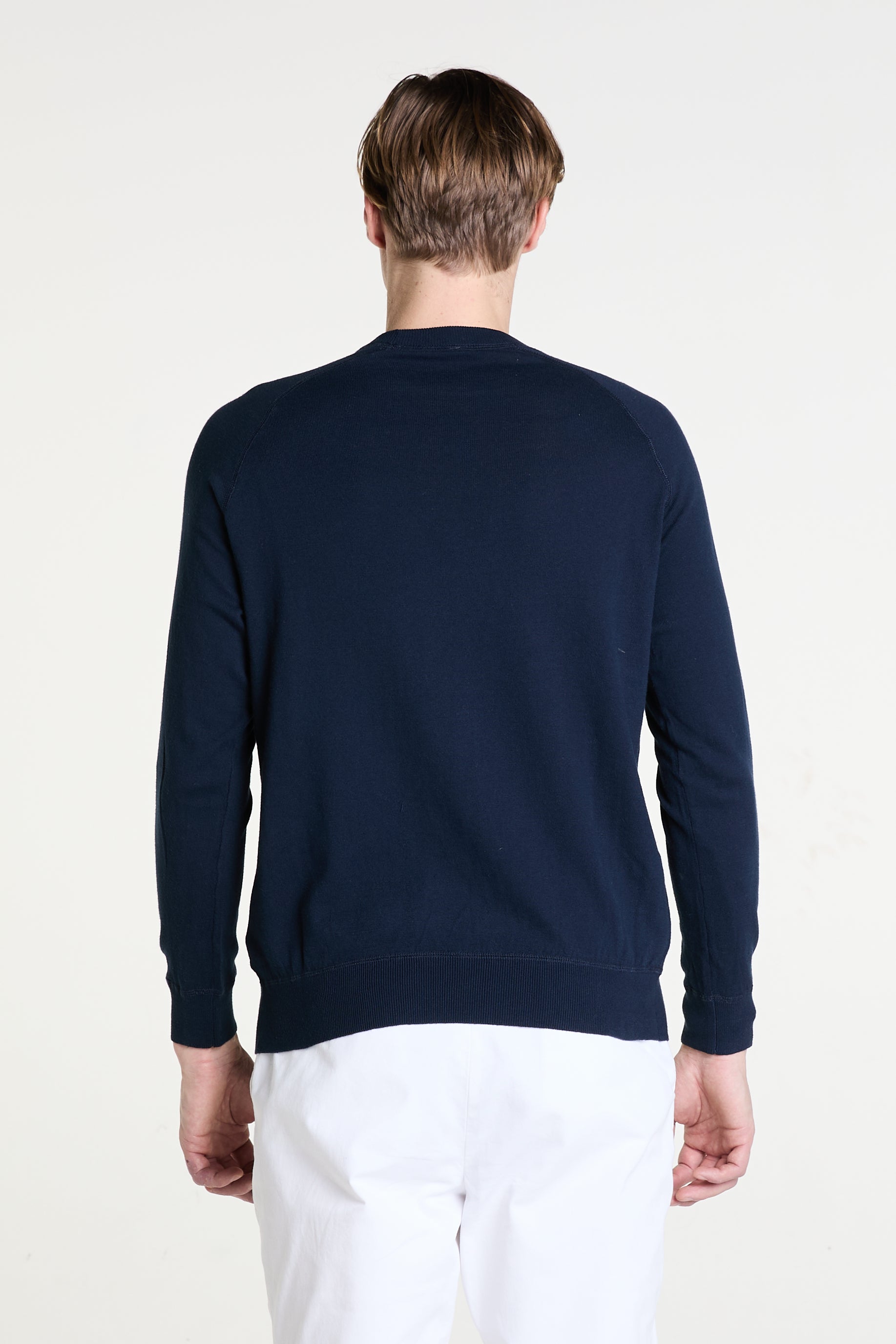 Crewneck Sweater in Navy Superfine Cotton