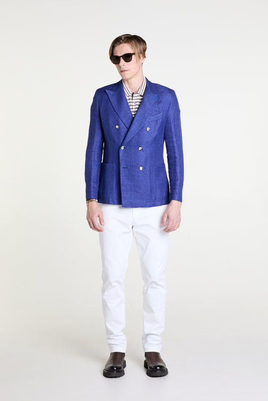 Double Breasted Blazer in Wool and Silk blend