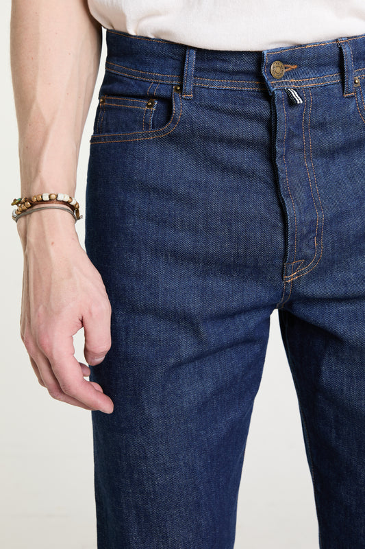 Straight Jeans in Deep Water Wash Denim