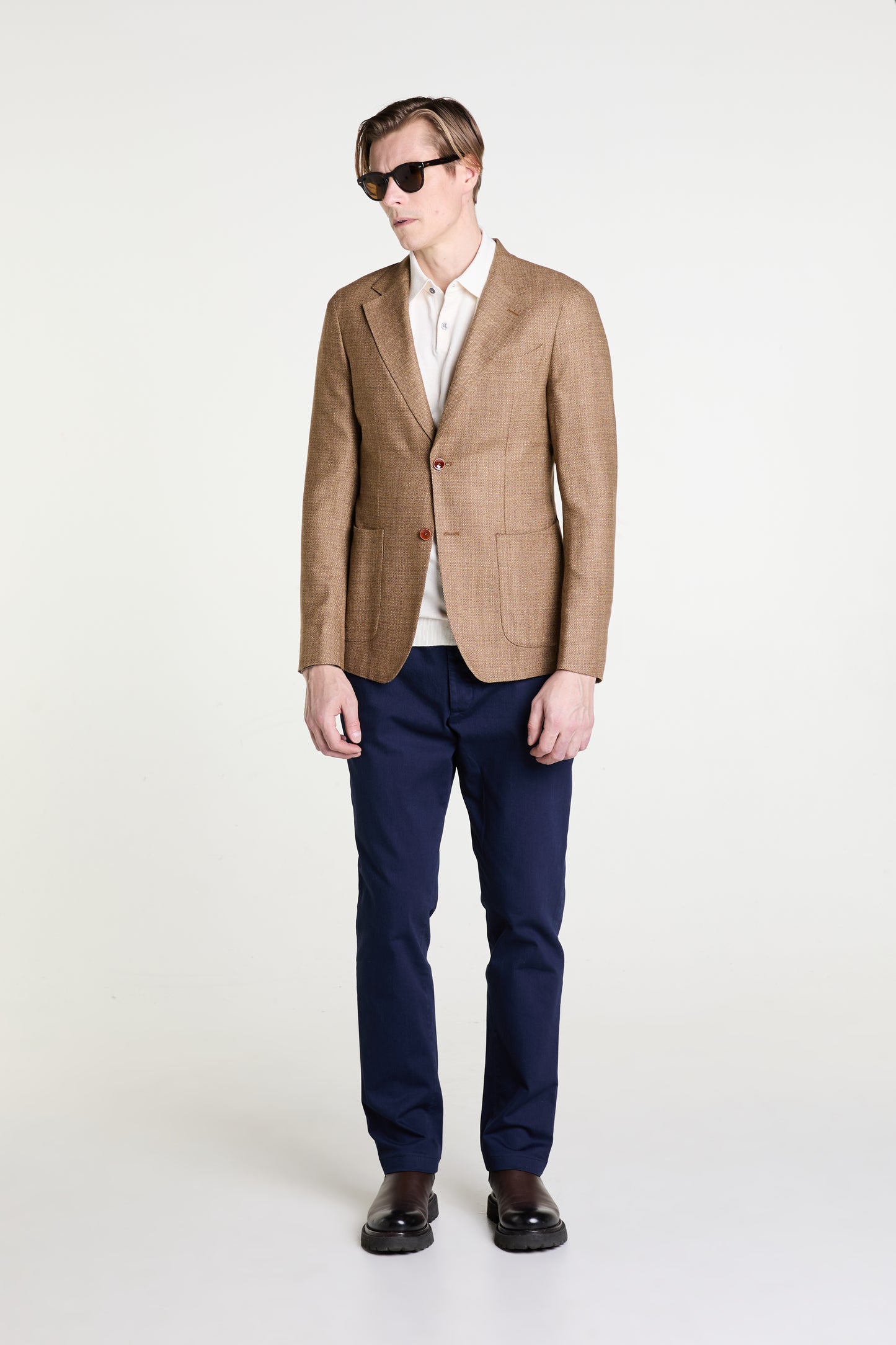 Single Breasted Blazer in Wool and Silk blend