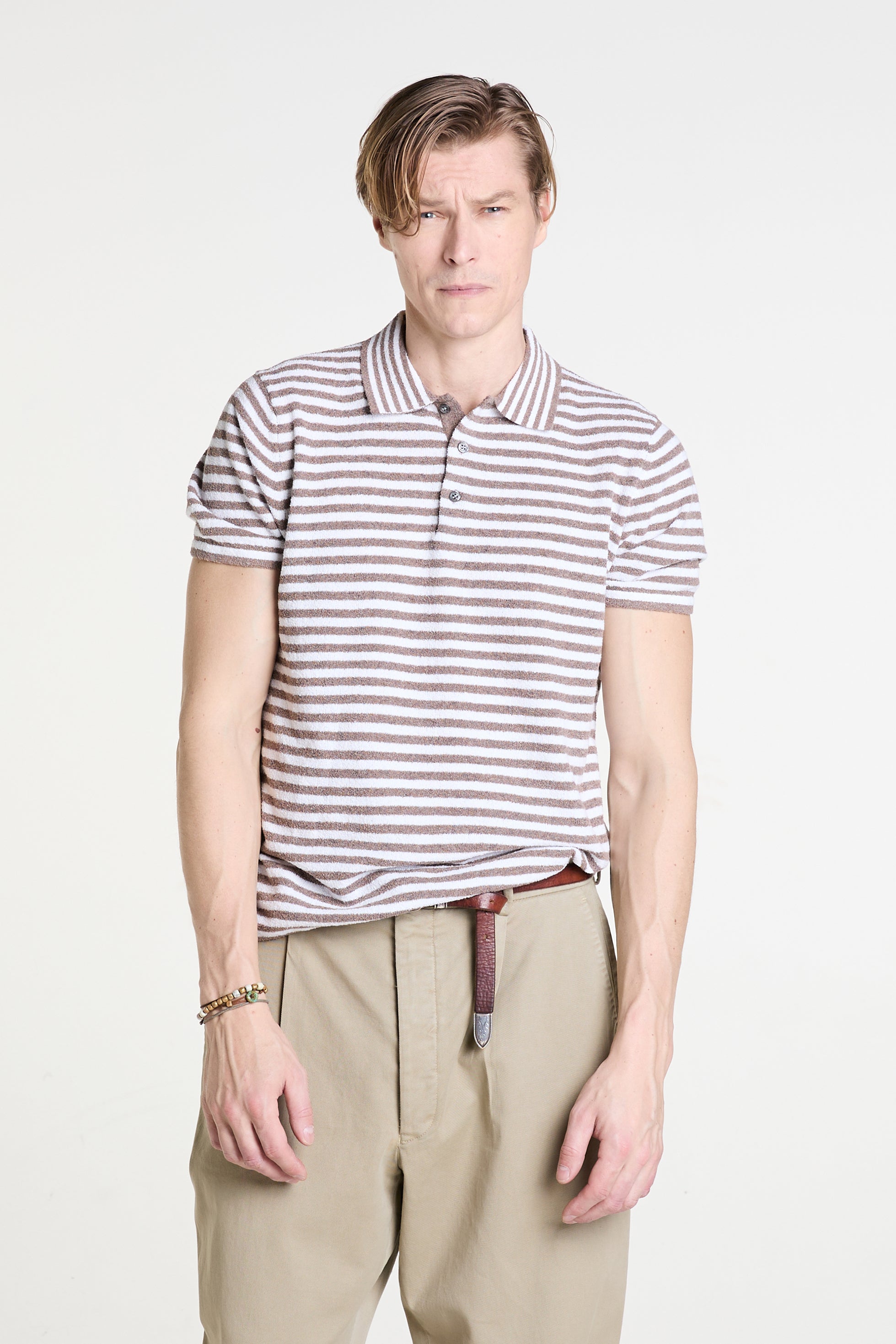 Knitted Polo in Superfine Cotton Bouclè