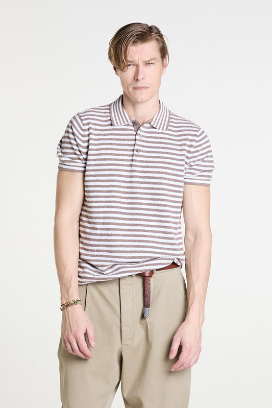 Knitted Polo in Superfine Cotton Bouclè