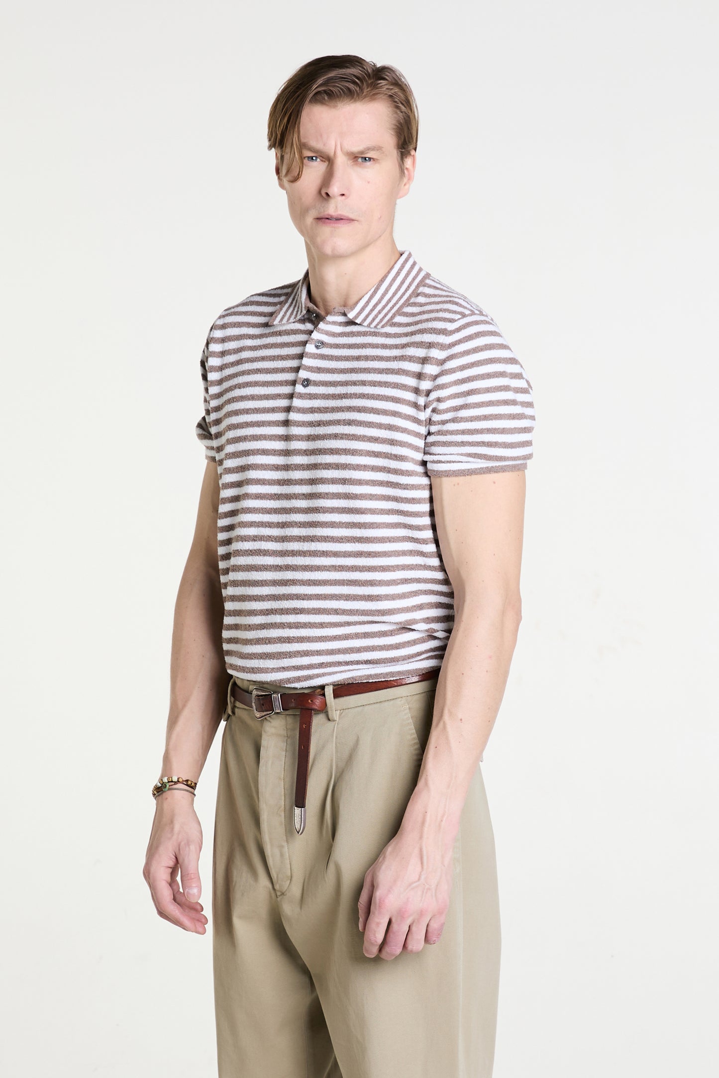 Knitted Polo in Superfine Cotton Bouclè