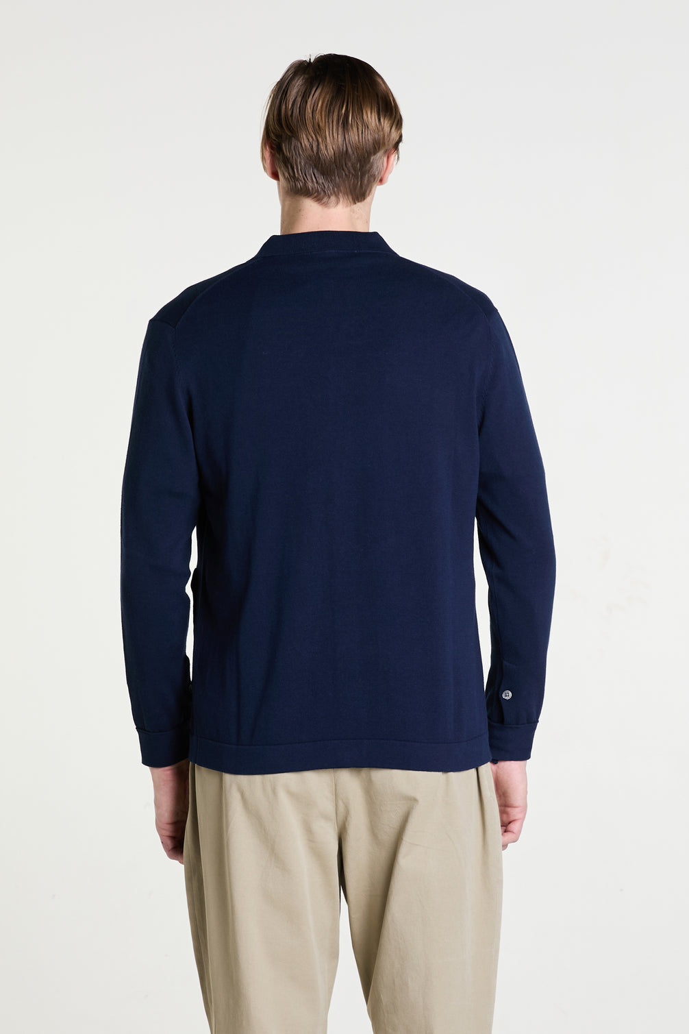 Knitted Overjacket in Navy Superfine Cotton Crèpe