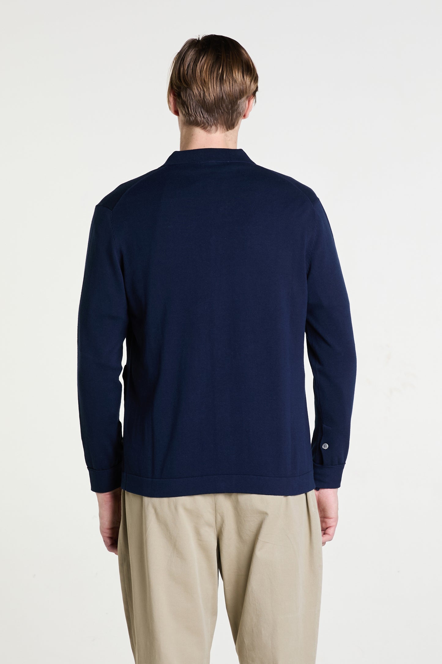 Navy Knitted Overjacket in Superfine Cotton Crèpe