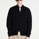Zipped Turtleneck Sweater in Black Ribbed Cashmere