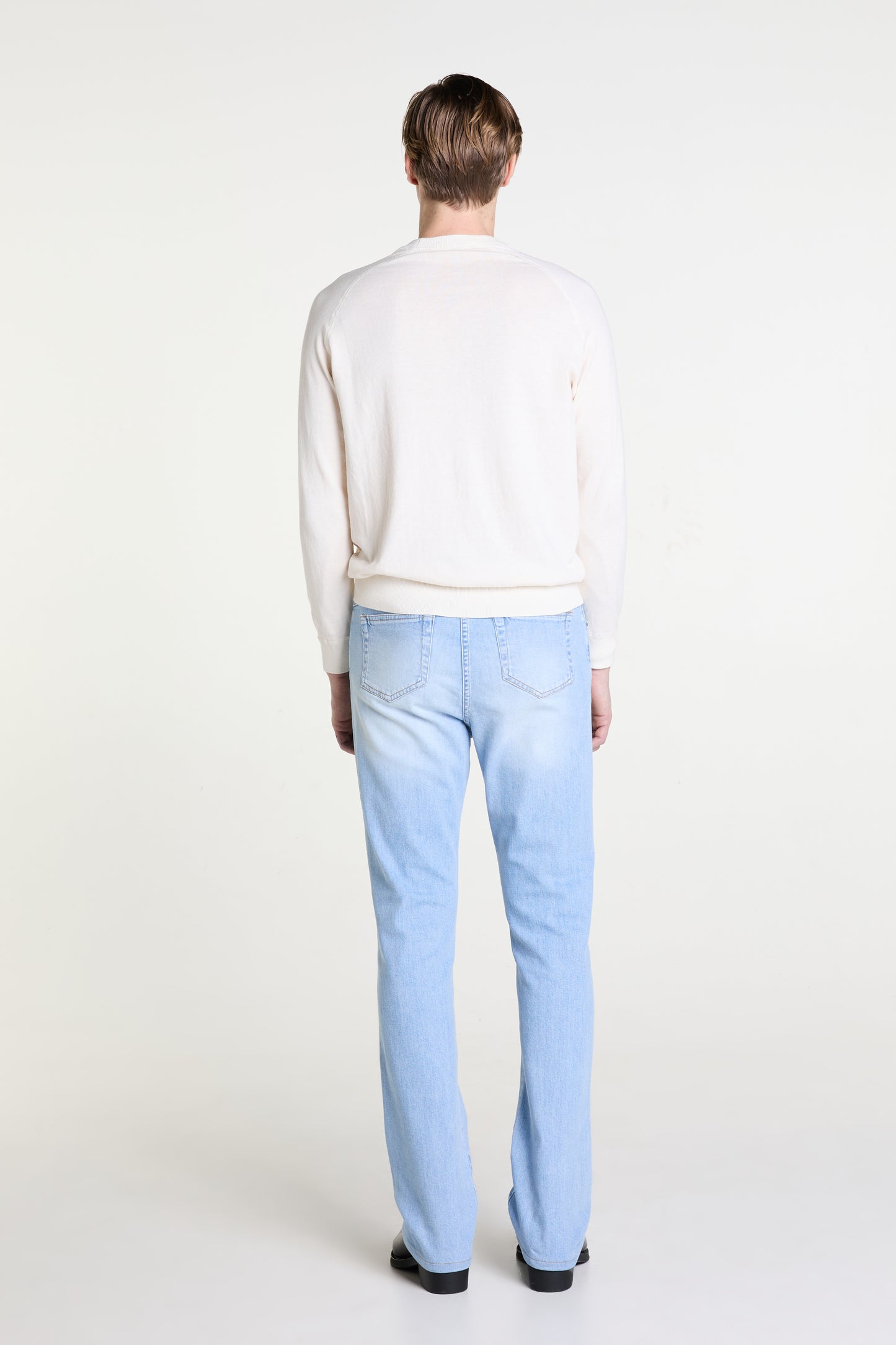 Flared Jeans in Worn Mist Wash Denim