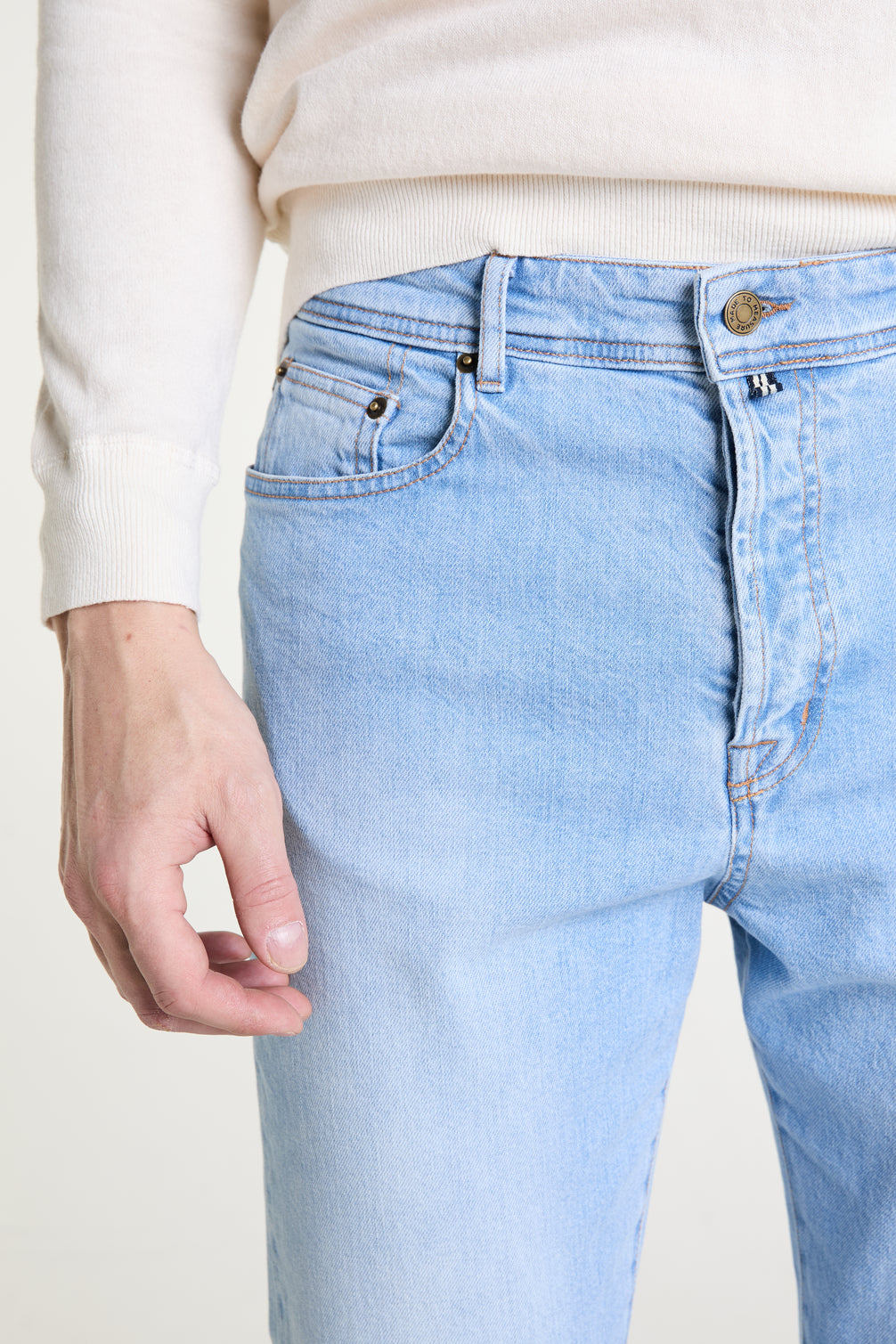 Made to Measure “Lido” Jeans in Worn Mist Wash Denim