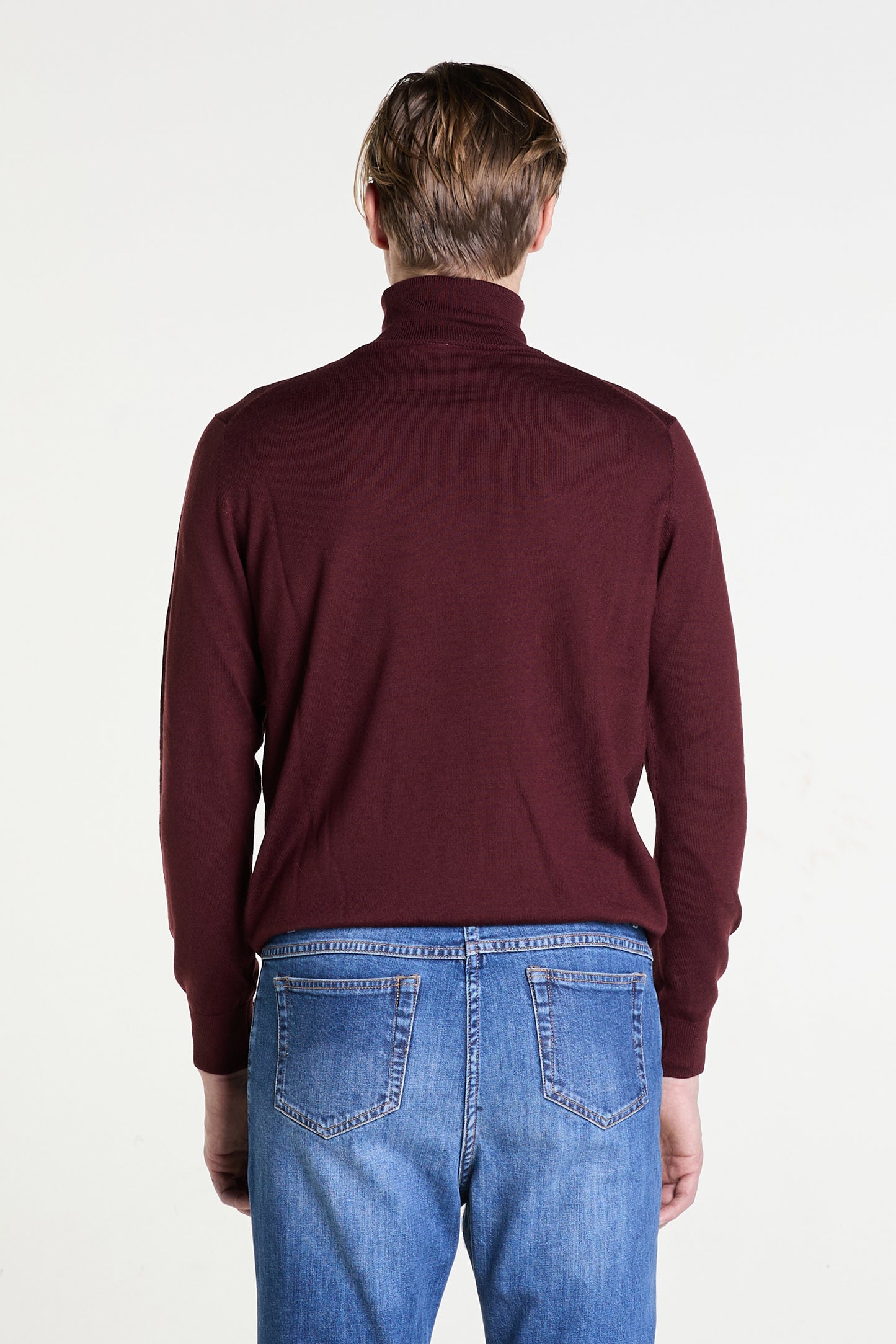 Rollneck Sweater in Burgundy Merino Wool
