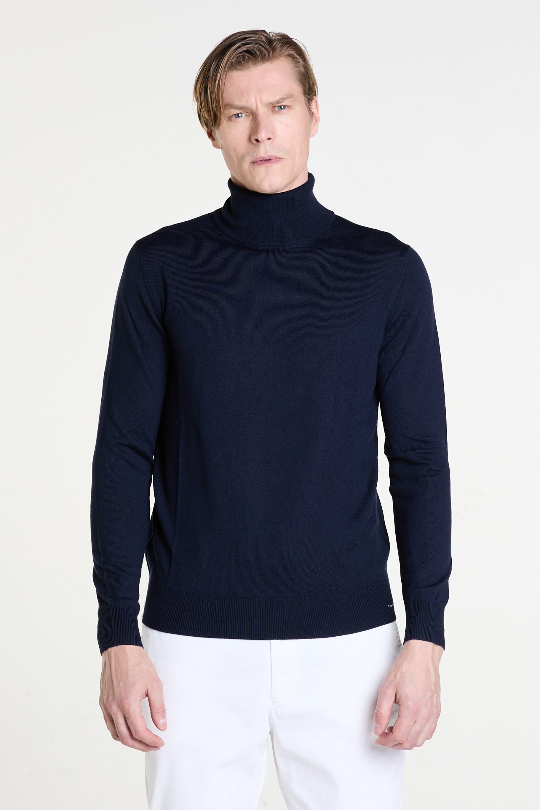 Rollneck Sweater in Navy Merino Wool