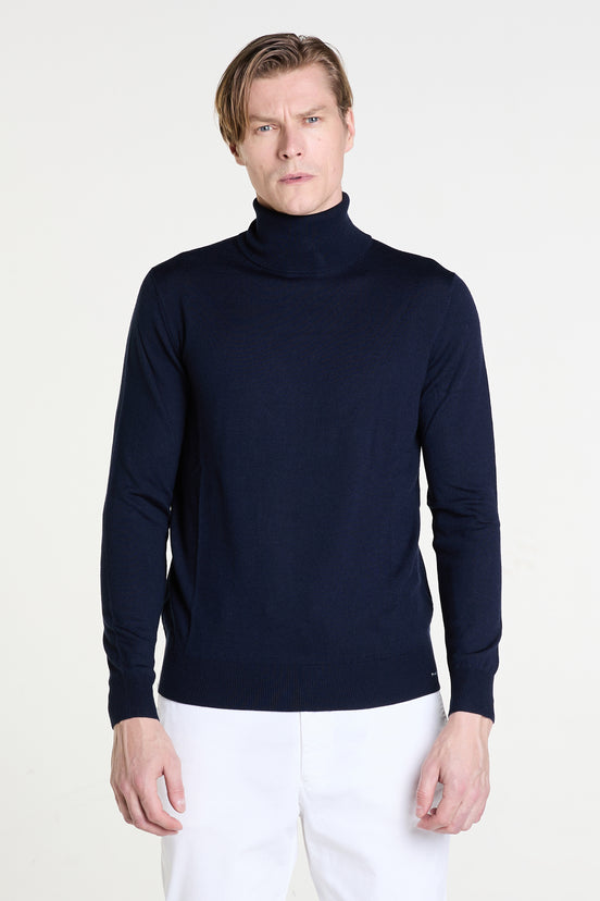Rollneck Sweater in Navy Merino Wool