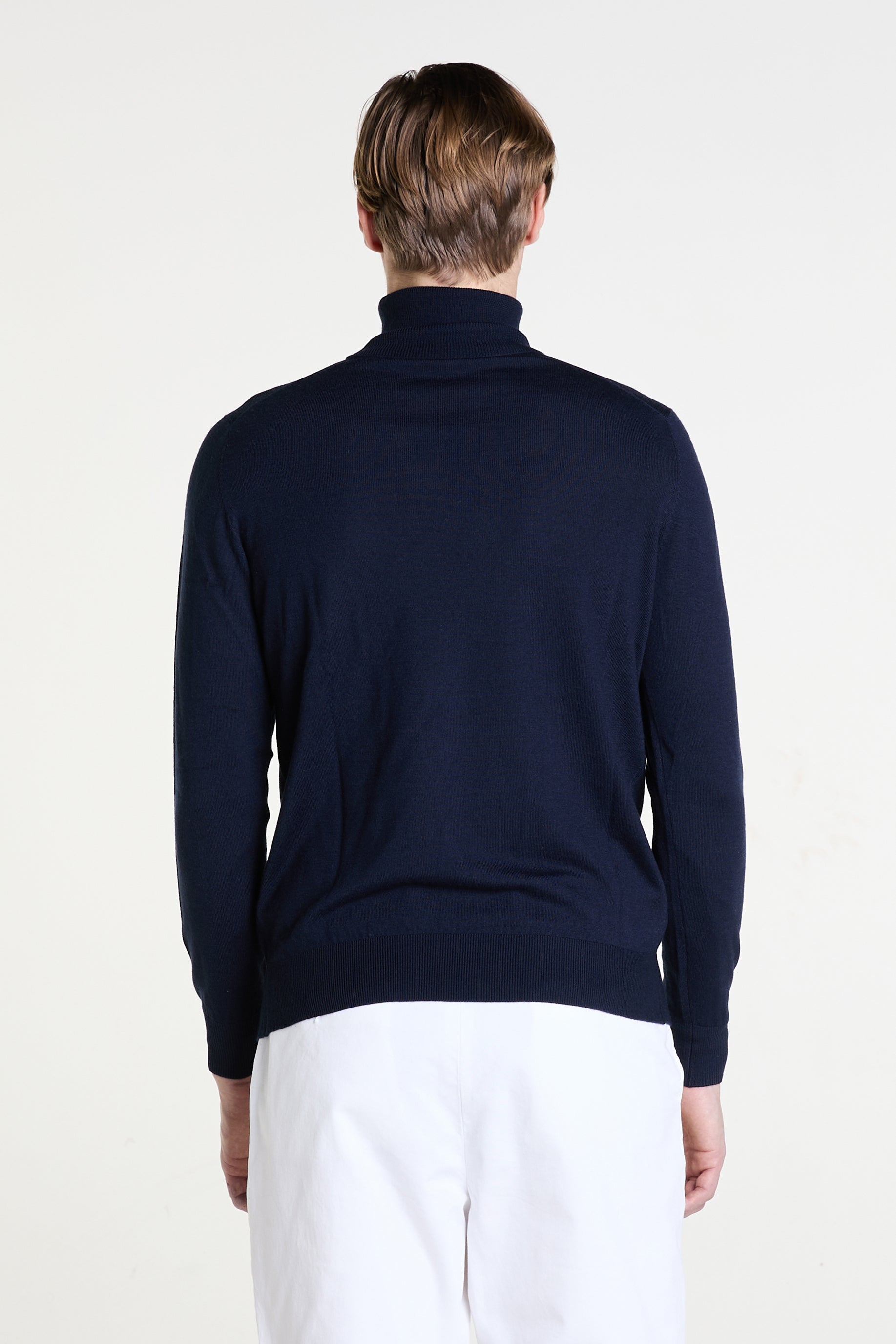 Rollneck Sweater in Navy Merino Wool