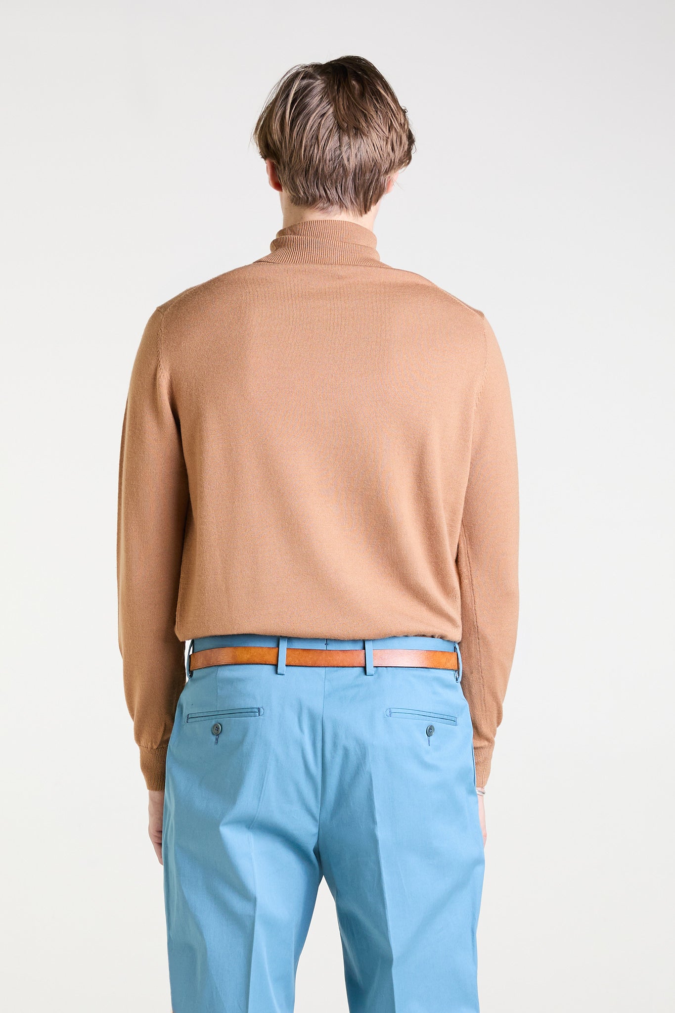 Rollneck Sweater in Beige Merino Wool