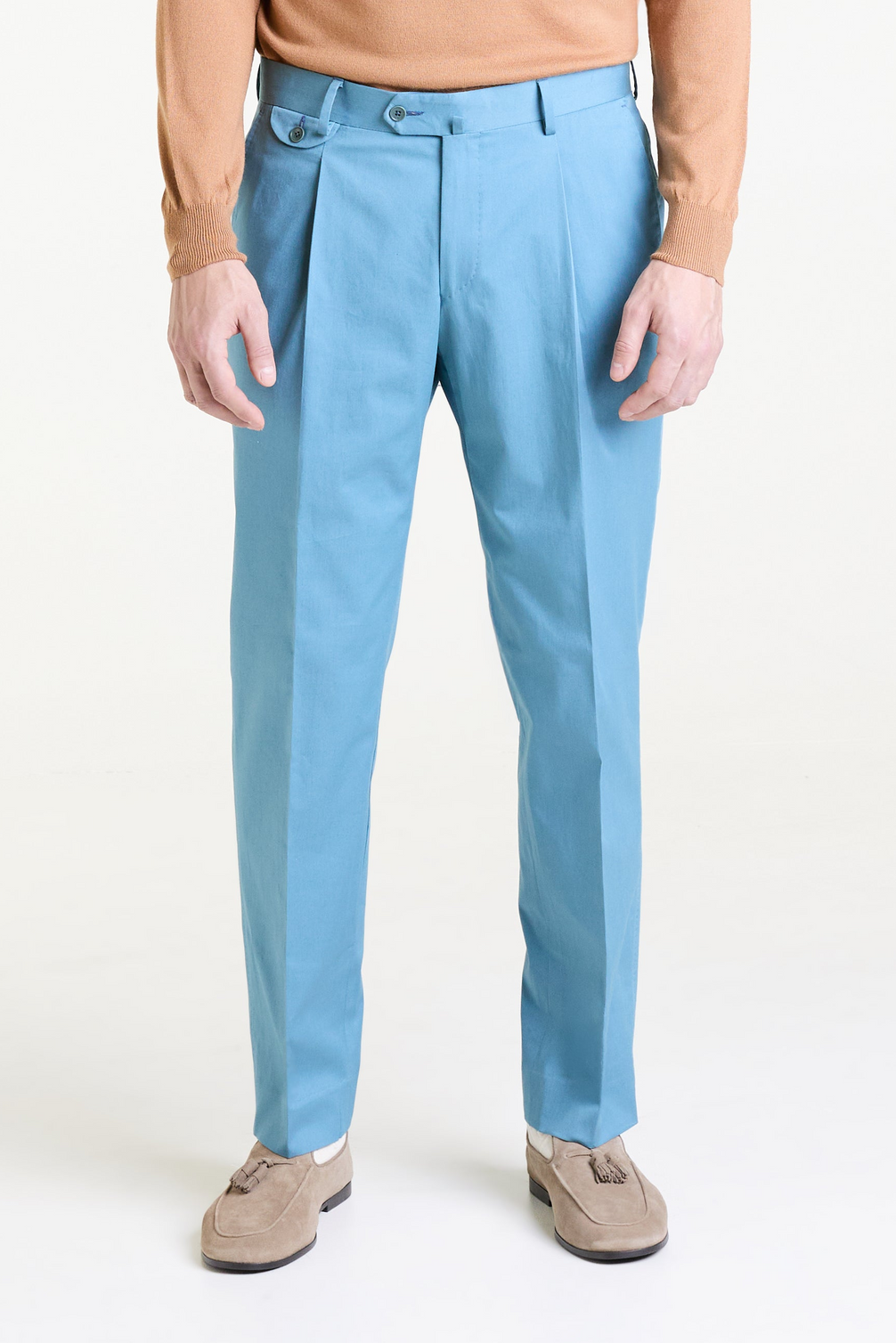 Made to Measure “Punto” Tailored Trousers in Cotton and Elastane fabric by Duca Visconti di Modorone