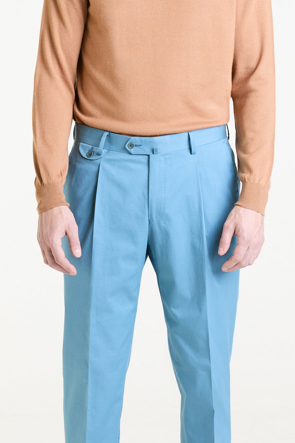 Made to Measure “Punto” Tailored Trousers in Cotton and Elastane fabric by Duca Visconti di Modorone