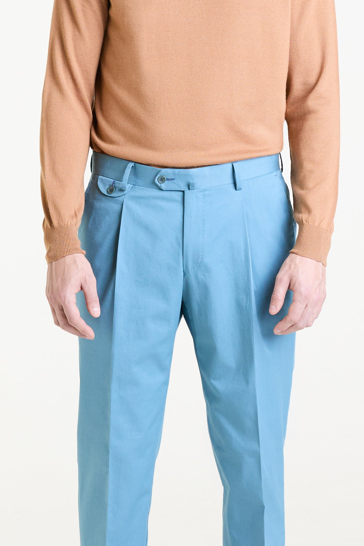 Made to Measure “Punto” Tailored Trousers in Cotton and Elastane fabric by Duca Visconti di Modorone