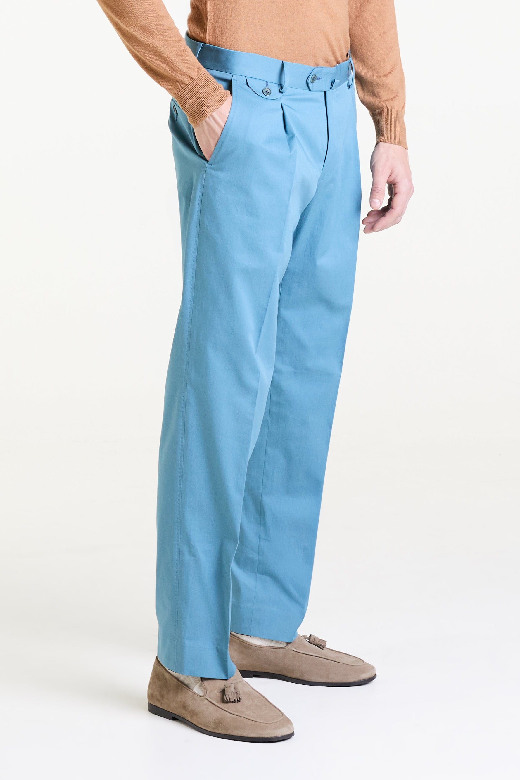 Made to Measure “Punto” Tailored Trousers in Cotton and Elastane fabric by Duca Visconti di Modorone
