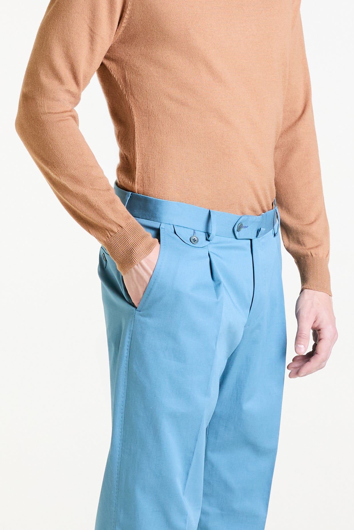 Made to Measure “Punto” Tailored Trousers in Cotton and Elastane fabric by Duca Visconti di Modorone