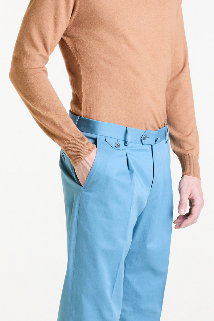 Made to Measure “Punto” Tailored Trousers in Cotton and Elastane fabric by Duca Visconti di Modorone