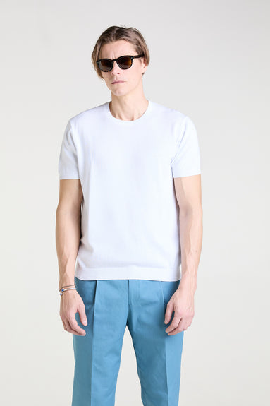 Knit T-shirt in Optic White Superfine Cotton