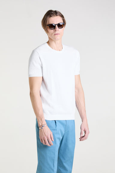 Knit T-shirt in Optic White Superfine Cotton