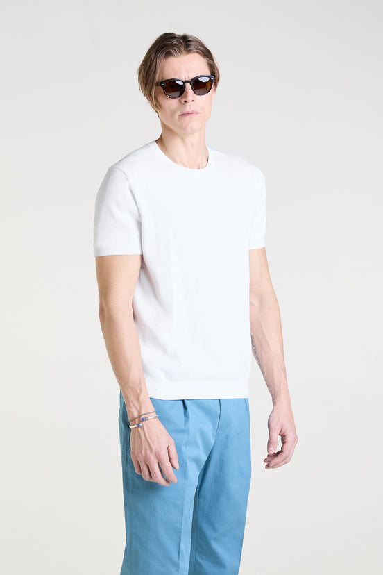 Knit T-shirt in Optic White Superfine Cotton