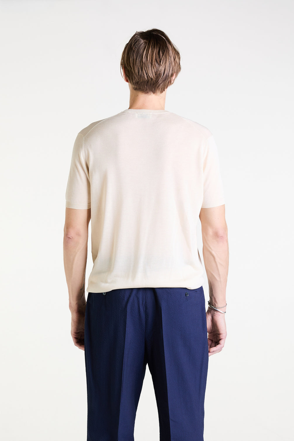 Knit T-shirt in Champagne Ultrafine Silk