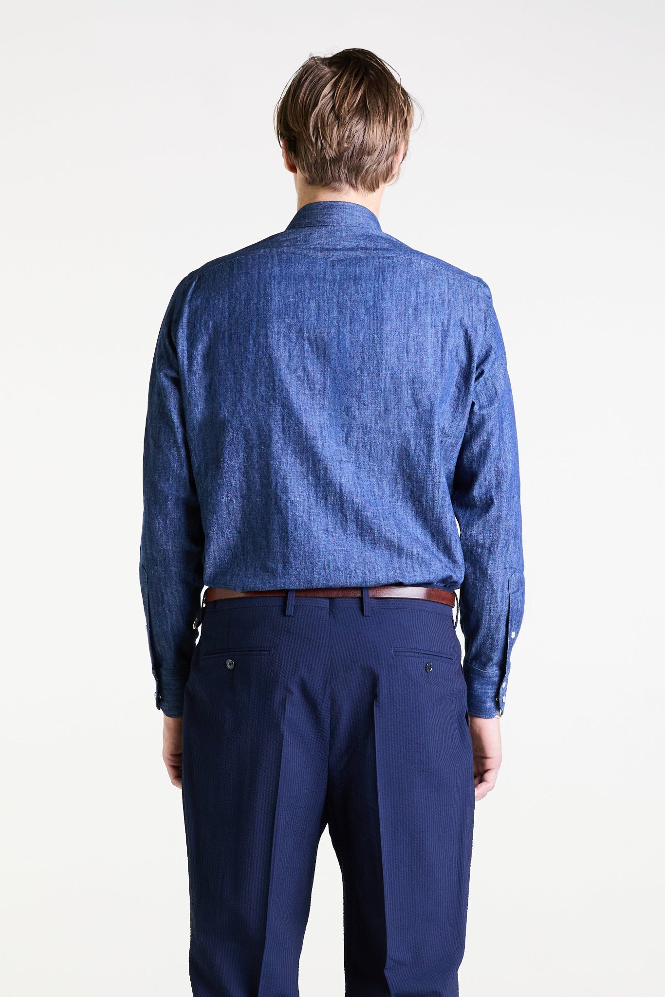 Made to Measure “Django” Shirt in Cotton Denim fabric by Carlo Bassetti