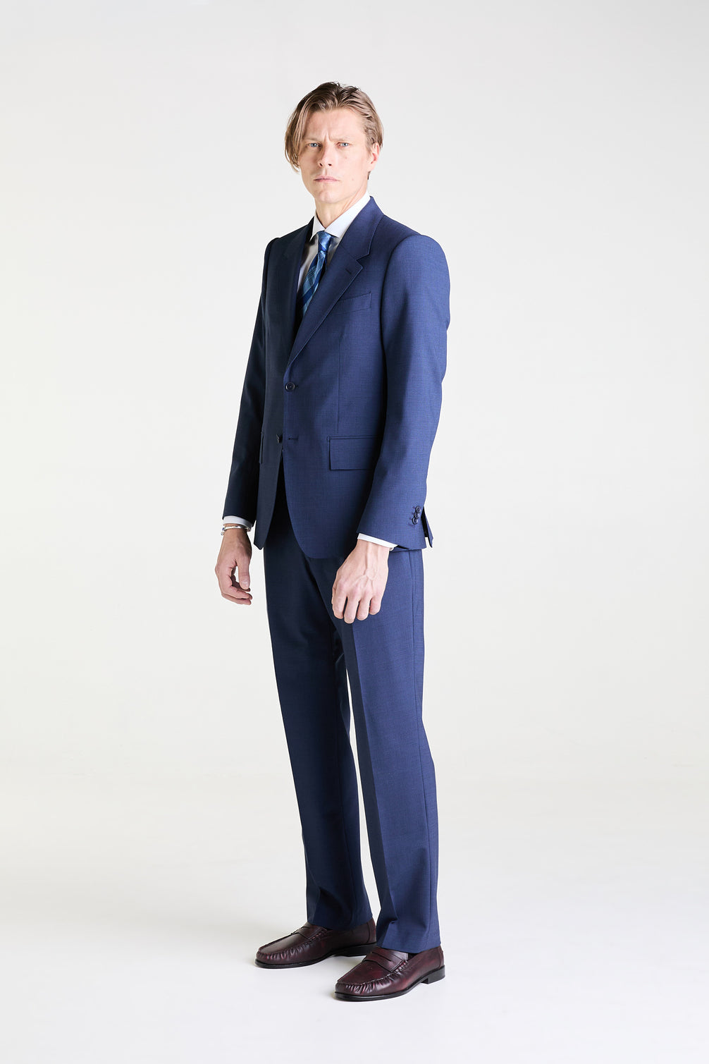 Made to Measure “Traveller” Suit in Wool, Recycled Polyester and Elastane