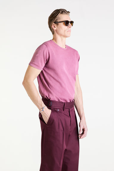 Knit T-shirt in Burgundy Stone Washed Superfine Cotton