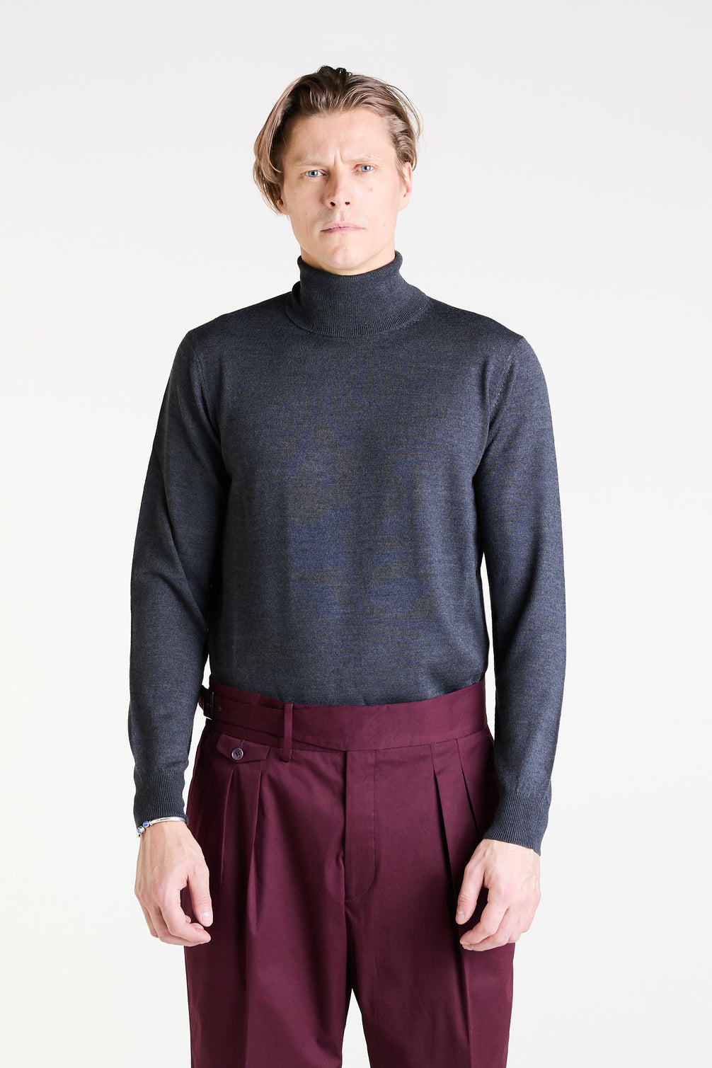 Rollneck Sweater in Dark Grey Merino Wool