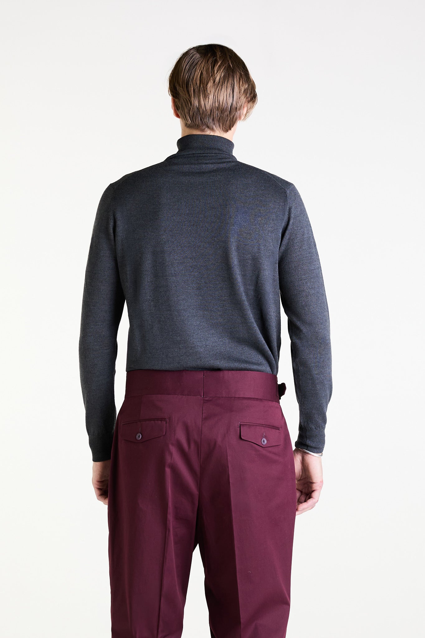 Rollneck Sweater in Dark Grey Merino Wool