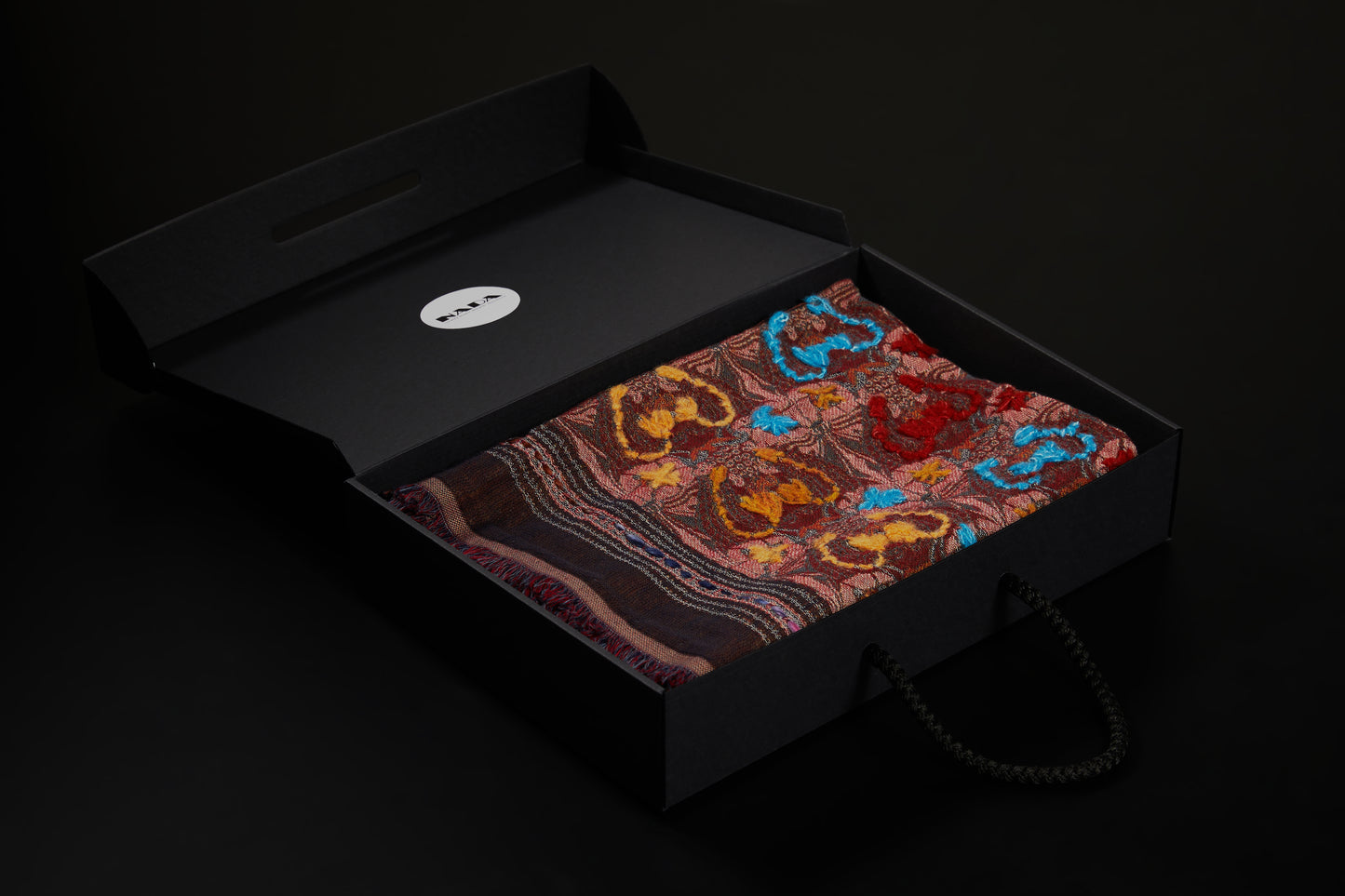 Handmade Embroidered Floral Scarf | Teal