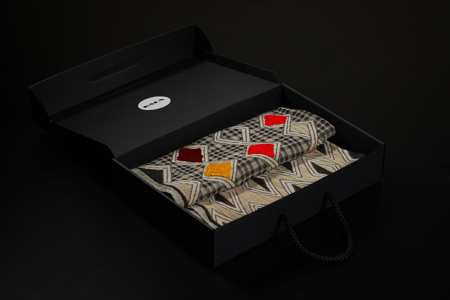 Handmade Embroidered Argyle Scarf | Beige