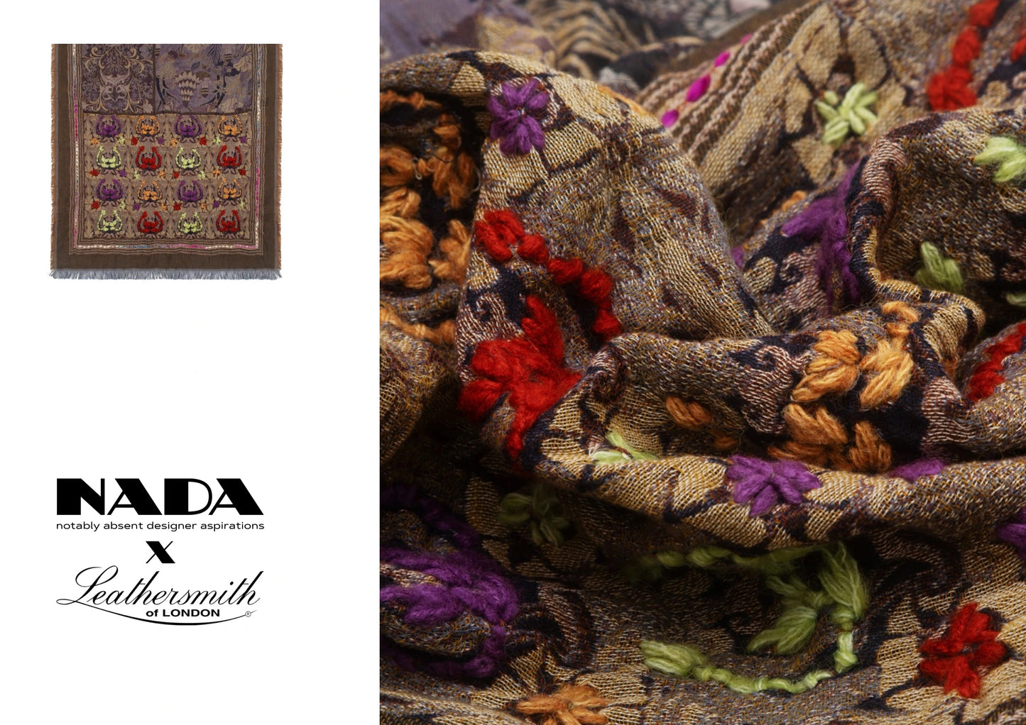 Handmade Embroidered Floral Scarf | Teal